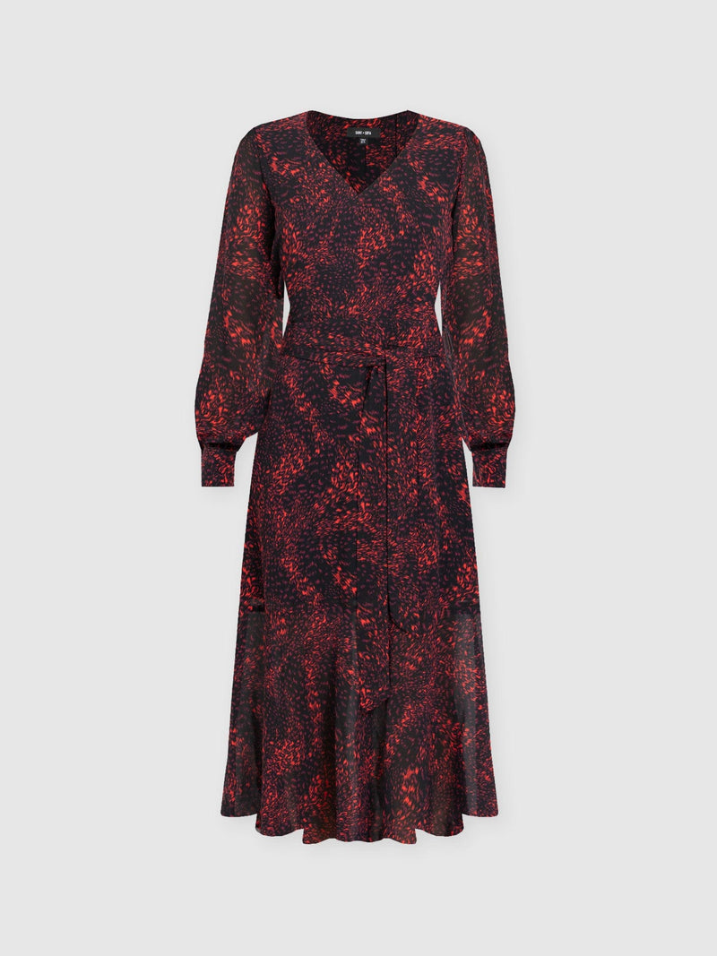 Allegra V Neck Dress - Red Fade Spot - Women's Dresses | Saint + Sofia® EU