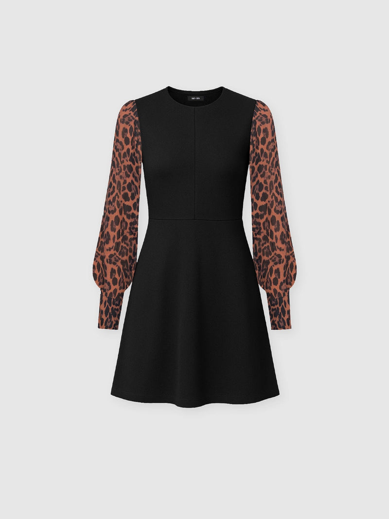 Ella Fit & Flare Dress - Brown Leopard - Women's Dresses | Saint + Sofia® EU