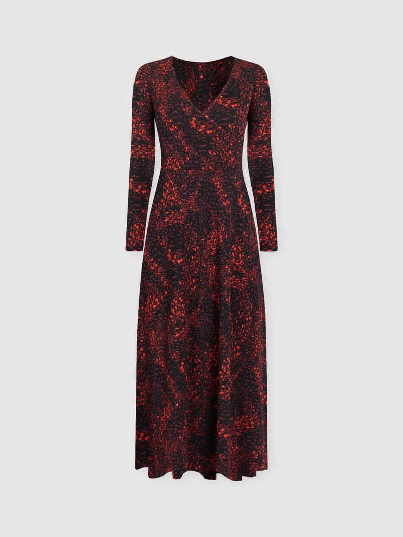 Maggie Wrap Midi Dress - Red Fade Spot - Women's Dresses | Saint + Sofia® EU