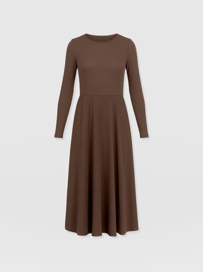 Renee Contrast Long Sleeve Dress - Brown - Women's Dresses | Saint + Sofia® EU